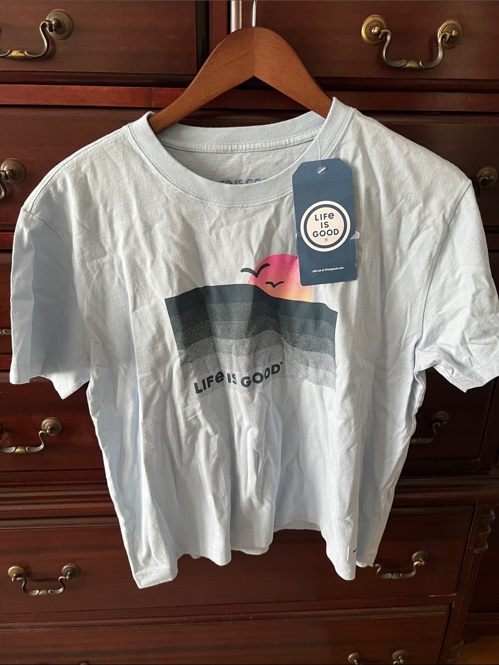 Life Is Good Light Blue Sunset Horizon Graphic Tee